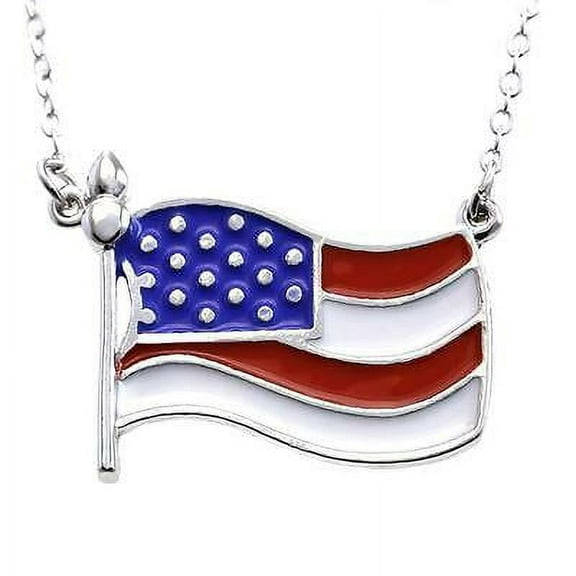 4th of July Patriotic Red White Blue American US Flag Necklace Pendant Charm a1