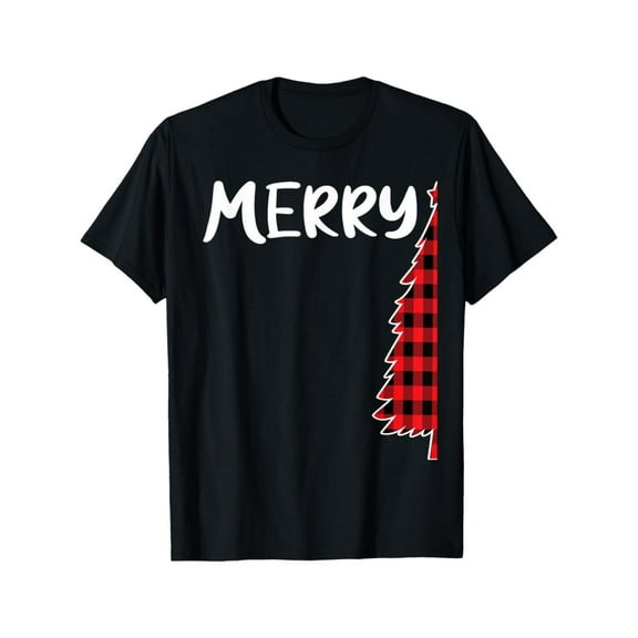 Christmas Tree Tee Red Plaid Holiday Design T Shirt Graphic Tees Festive Comfort Top Soft Black S-5XL