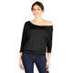 thumbnail image 2 of Top Dolman negro Simlu, camisa negra con alas de murciélago, cuello redondo, hombros descubiertos, camiseta negra con hombros descubiertos (talla mediana, negra), 2 of 6