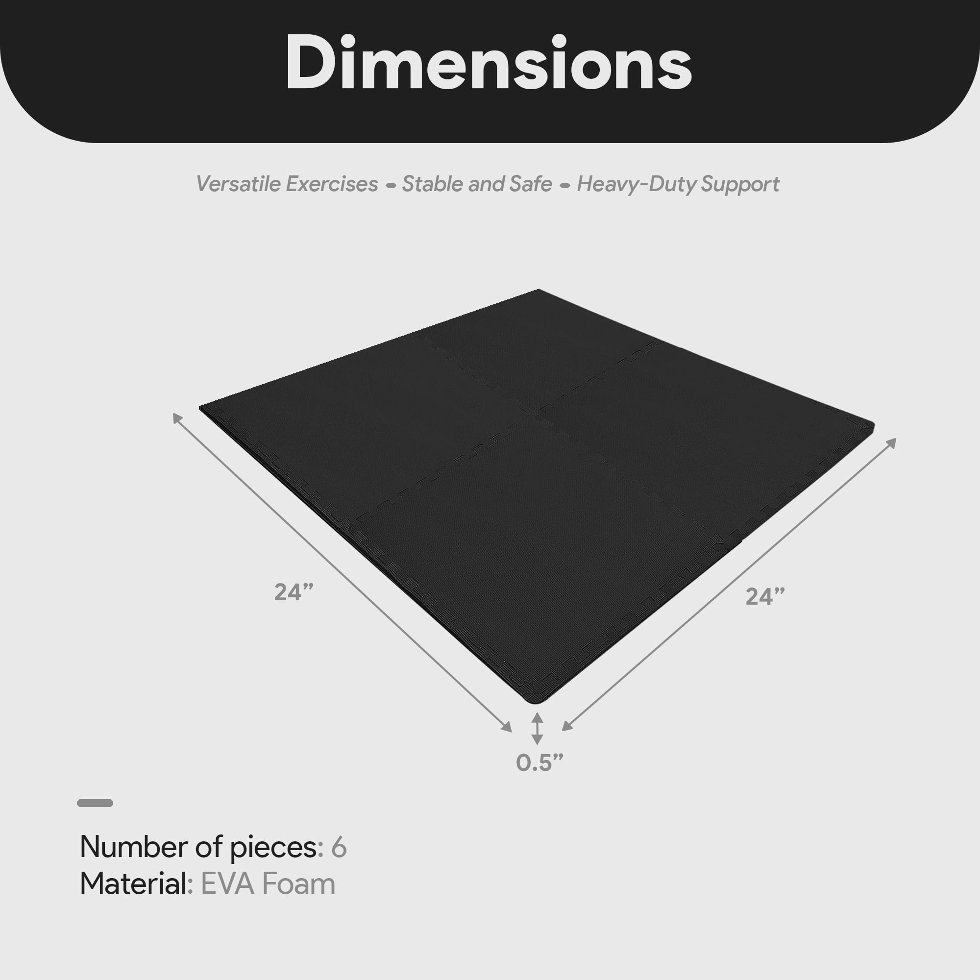 BalanceFrom Extra Thick Puzzle Exercise Mat with EVA Foam Interlocking Tiles for MMA, Exercise, Gymnastics, and Home Gym Protective Flooring in Black
