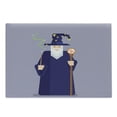 thumbnail image 1 of Magician Cutting Board, Funny Cartoon of a Wizard Character with Wand, Decorative Tempered Glass Cutting and Serving Board, in 3 Sizes, by Ambesonne, 1 of 2