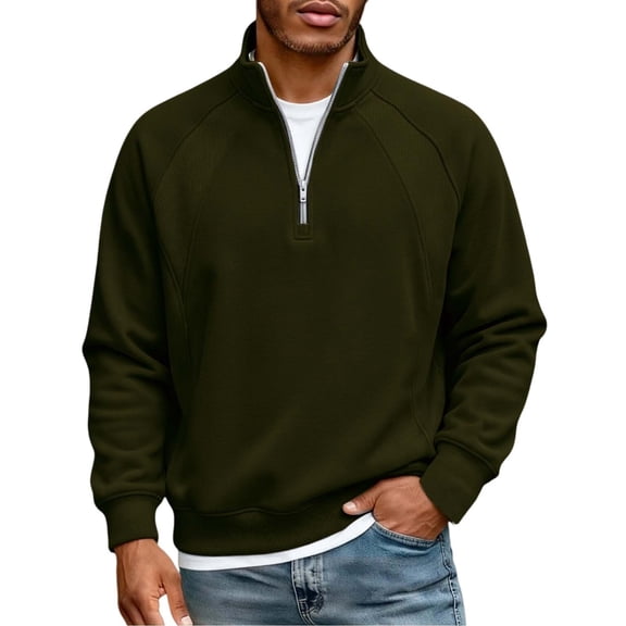 Kakii Men's Long-Sleeve Quarter-Zip Pullover Fleece Sweatshirt
