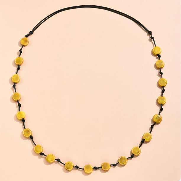Collar sencillo de cerámica con cuentas planas, collar largo, cadena de clavícula de moda personalizada para mujer, accesorios de joyería, collar