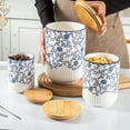 thumbnail image 2 of Canisters Sets for Kitchen - Ceramic Kitchen Containers for Countertop with Airtight Wood Lids - Flour and Sugar Containers for Coffee Tea Spice Beans Cookie Jars - Blue Set of 3, 2 of 7