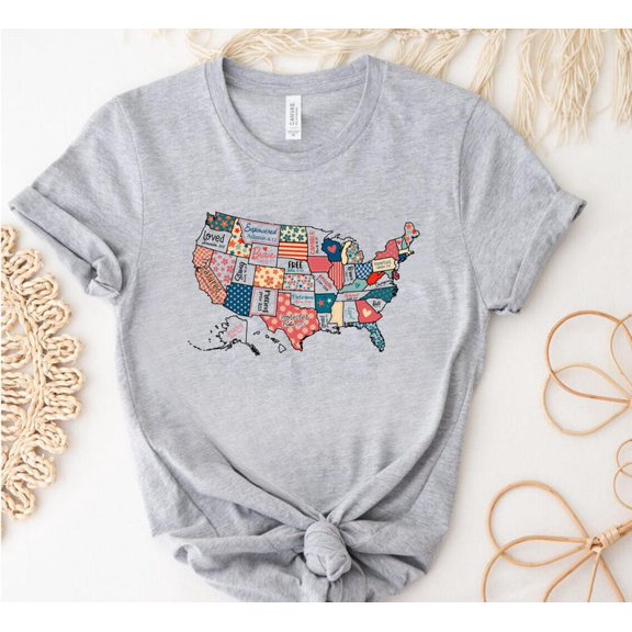 Bible Verse USA Map Shirt, Floral America Shirt, 4th of July Sweatshirt, USA Map Shirt, Independence Day Tee