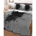 thumbnail image 3 of Quilts Twin Size Bedding Set, Black Cement Gray Lightweight Quilted Comforter, Modern Abstract Art Black Soft Reversible Bedspread Coverlet with Pillow Covers for All Season, 68" x 86", 3 of 7