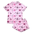 thumbnail image 6 of Likimi Child Girls Halloween Pajamas Set With Ruffles Short Sleeve Hallowmas Bow Print Lapel Pjs Tops With Shorts For Party Fashion Homewear Set Size 3-4 Years, 6 of 7