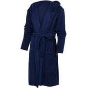 HTCM Peignoir de bain grande taille femmes couleur unie flanelle à capuche Peignoir Robe de chambre vêtements de nuit