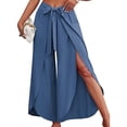 thumbnail image 6 of WTXUE Yoga Pants, Wide Leg Pants Women High Waisted Hippie Pants Boho Beach Plus Size Palazzo Pants, Sweatpants Womens Trousers Bell Bottoms, Blue, 6 of 8