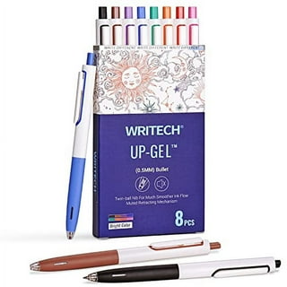 WRITECH Gel Pens Fine Point: Retractable 0.5mm Multicolor Ink 8ct Silent  Click No Smear Smudge Extra Smooth Writing Bullet Tip Colored Pen Non Bleed