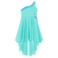 thumbnail image 3 of YIZYIF Girls Chiffon One Shoulder Wedding Bridesmaid Dress Shiny Sequins Pleated High-low Dress for Birthday Party Ball Gown Turquoise 12, 3 of 5