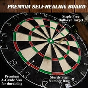 Bellevue Wood Dartboard Cabinet with 18-inch Bristle Dartboard and Steel Tip Dart Set Perfect for Cricket by Barrington Billiards