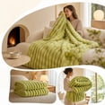 thumbnail image 4 of Striped Bubble Faux Rabbit Fur Throw Blanket,60"x80",Ultra Soft,Luxury Ribbed Faux Fur Throw,Thick Warm Textured Blanket,Cozy Fluffy Reversible Polyester for Bed,Couch,Chair,Sofa,Green, 4 of 6
