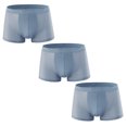 thumbnail image 1 of Xmarks Men's Ice Silk Boxer Pack of 3 Breathable Seamless Sexy See-Through Transparent Briefs Light Blue US L, 1 of 5