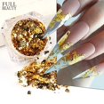 thumbnail image 2 of Papel de aluminio dorado y plateado con purpurina, copos holográficos irregulares, lentejuelas para uñas, polvo cromado, decoraciones para manicura, 2 of 4