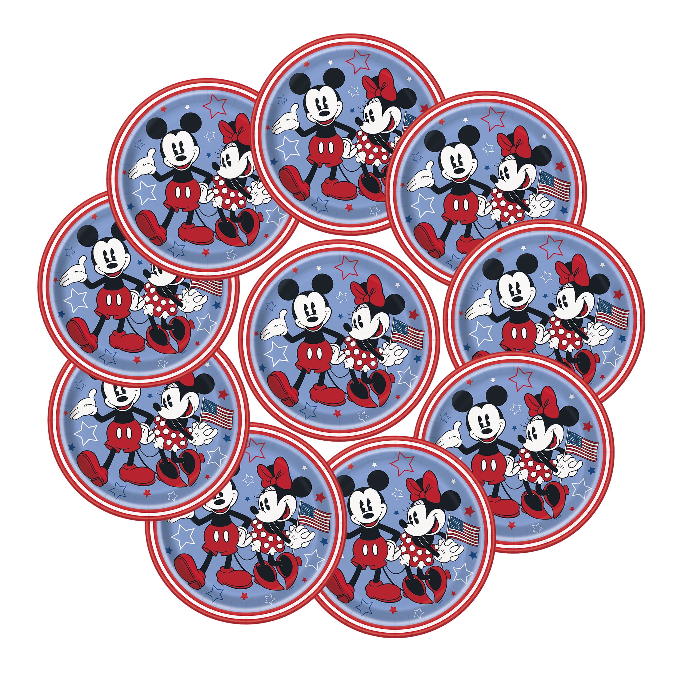 Mickey & Minnie Patriotic Paper Dinner Plates, 9in, 10ct