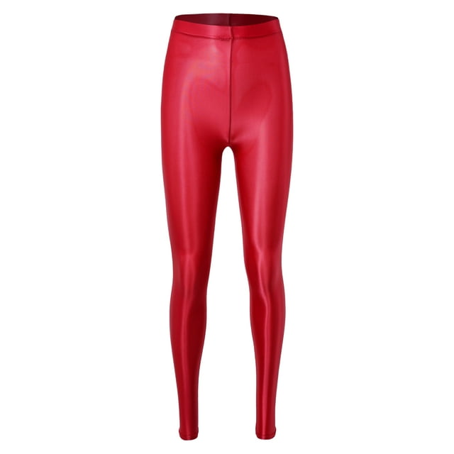 Choomomo Leggings Serrés de Performance de Danse Moderne de Rue Hip Hop Rave Extensible Brillants pour Femmes Bourgogne TG