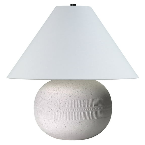 Evelyn&Zoe Willa 18" Tall Textured Ceramic Table Lamp with Fabric Shade, Cream/White