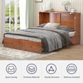 thumbnail image 6 of ijuicy Queen Size Murphy Bed Cabinet with Built-in Charging Station and Storage Drawer, Solid Wood Cabinet Bed Queen Size with Mattress, Murphy Cube Chest Bed for Guest Room, Home, Office- Cherry, 6 of 8