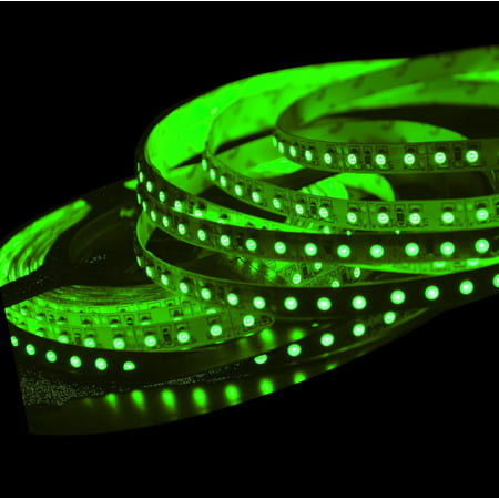 ABI Double Density Green Flexible LED Light Strip with AC Adapter, 120 LED / Meter LED Chips, 5 Meters / 16.4 FT Spool, 12VDC