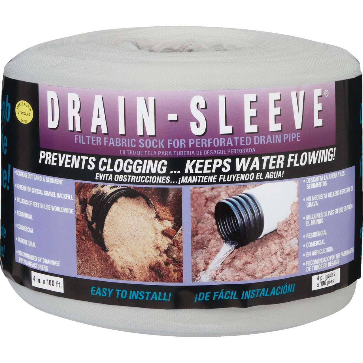 Advanced Drainage Systems 4 In. W. x 100 Ft. L. Fabric Drain Guard Sock 0420HA