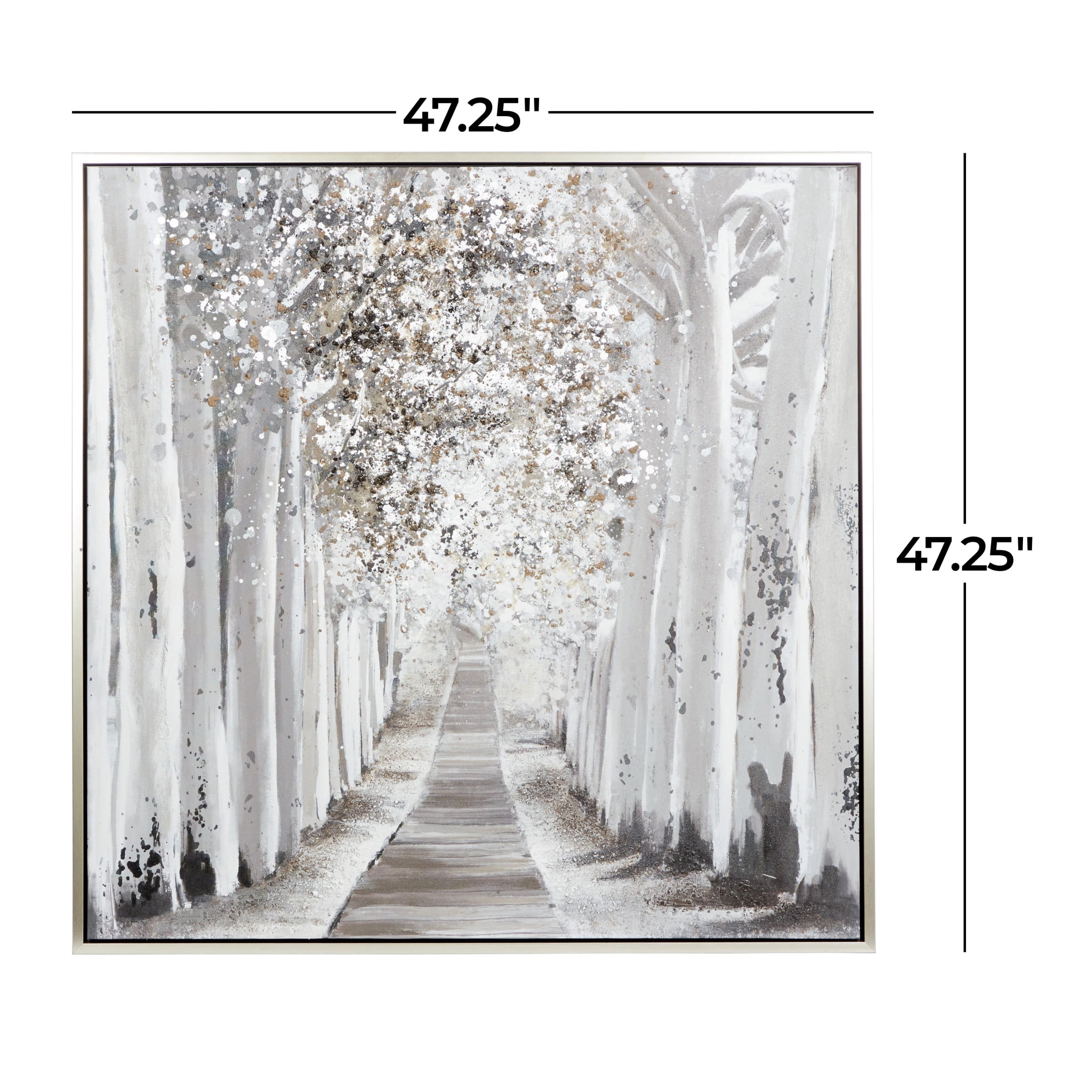 47" x 47" Forest Landscape Tree Framed Wall Art with Dimensional Paint Texturing, by DecMode