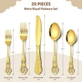 thumbnail image 4 of GPED 20-Pieces Silverware Set, Retro Royal Flatware Set for 4, Stainless Steel Mirror Cutlery Set, Include Forks Spoons and Knives set, Dishwasher Safe, Gold, 4 of 7