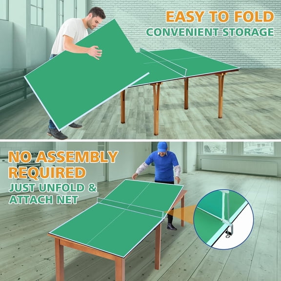 Table Tennis Table Top for Pool Table 7ft Foldable Conversion Top with Net and Pads