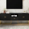 thumbnail image 2 of Black Tv Stand For Living Room, 70-inch Tvs, 1 Drawer, 2 Cabinets, Metal Legs, Cabinet, , , Stylish Room Piece, 2 of 6