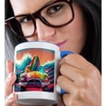 thumbnail image 2 of 3drose, Classic Woody Surfing Car with Surfboard Surfer Art, 11oz Two-tone Blue Mug, 2 of 6