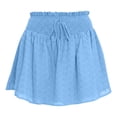 thumbnail image 5 of VBTAPA Womens Summer Eyelet Mini Skirts Drawstring High Waist Smocked Layered Skorts Flowy Ruffle Cute Skirt Boho Casual Beach Outfits Light Blue M, 5 of 6