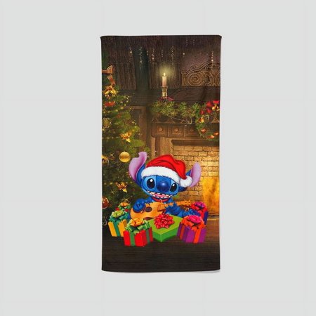 Lilo and Stitch's unique single-sided towel is a personalized gift for Christmas, perfect for yoga, boxing, fitness, and sunbathing, measuring 13.8"x28.7".