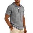 thumbnail image 4 of Qwertyu Mens Polo Shirts Short Sleeve Linen Shirt Summer Button Vacation Beach Shirt Casual Collared Shirts Lightweight Tops Gray S, 4 of 8