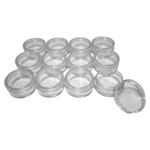 BIN BUDDY 12 Pc Mini Jars with Secure Screw-On Lids | 10 ml (0.34 fl. oz.) Capacity | Transparent Polystyrene