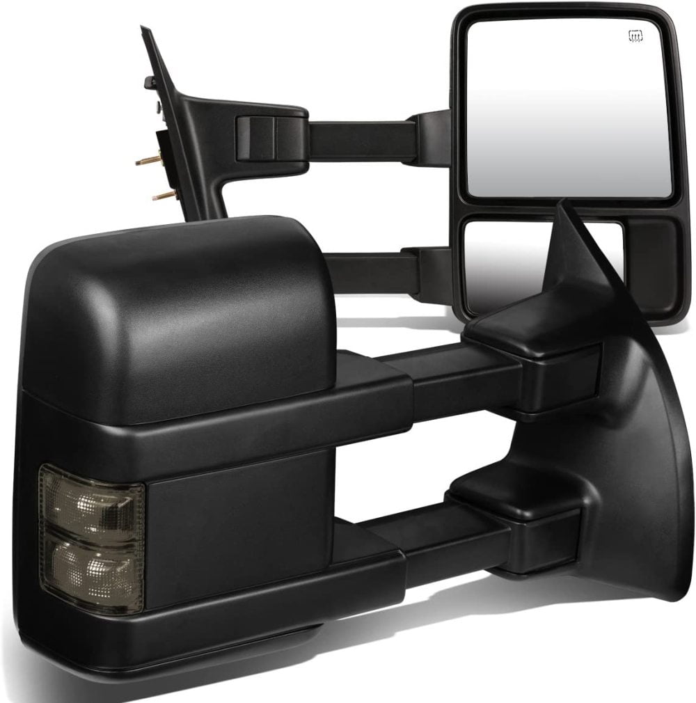 For 99-07 F250 F350 F450 SuperDuty Smoke Extendable Towing Power Telescoping Wide Angle Side Mirrors 