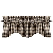 Heritage House Check Scalloped Black and Nutmeg 72" x 15.5" Lined Cotton Valance by Raghu