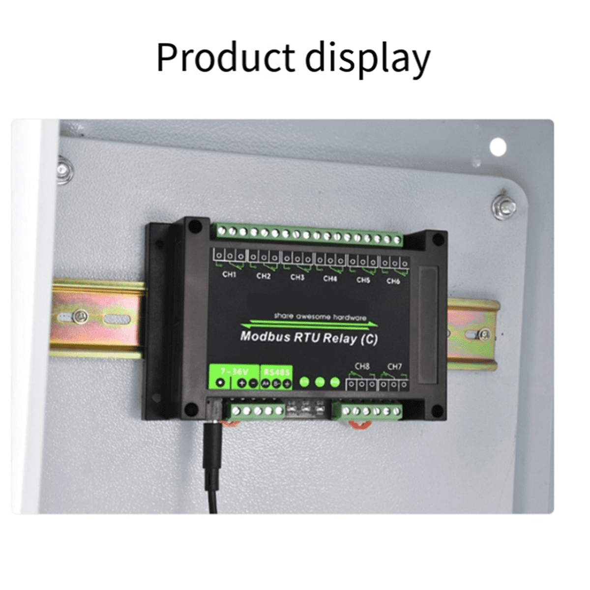 DIN-Rail 8-Channel Relay Module RS485 Magnetic Retention Relay Modbus RTU Protocol Multiple Isolation Protection Circuit,1 * Relay Modules,Black