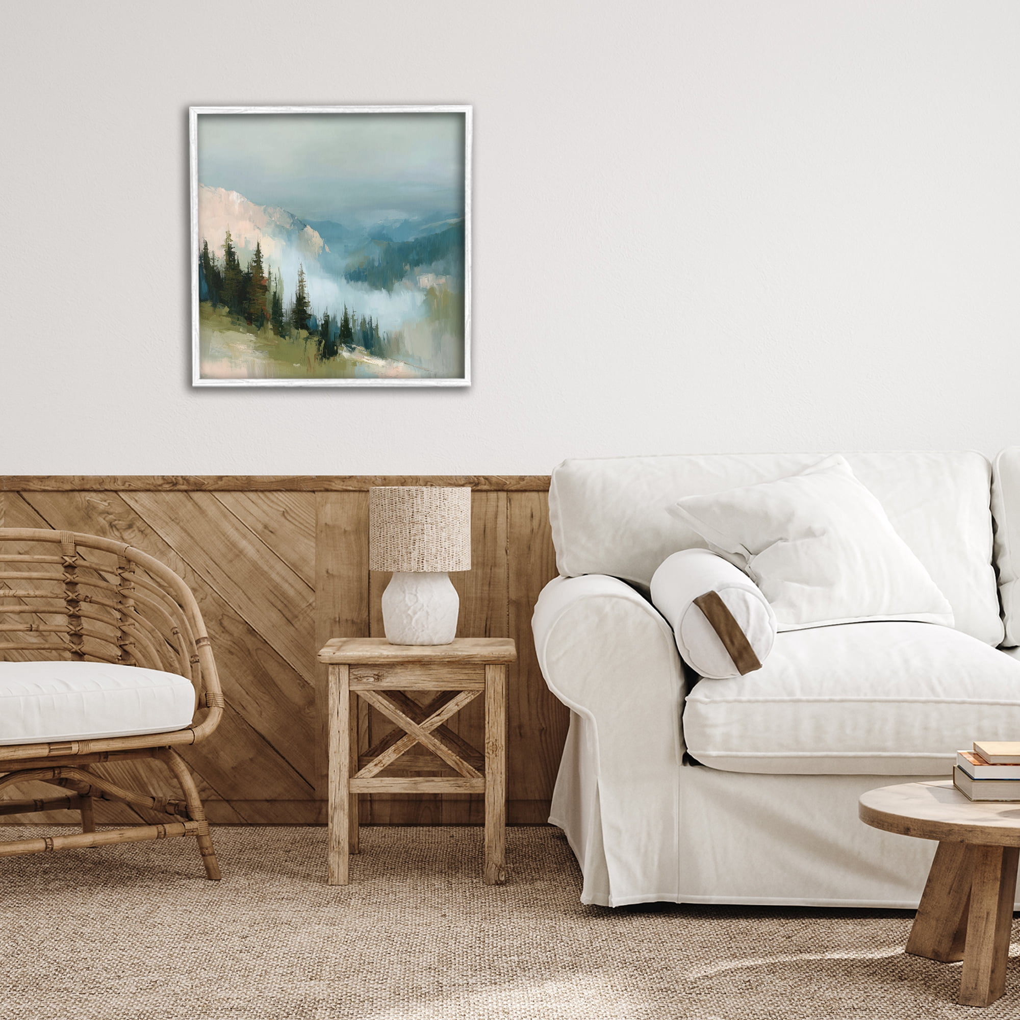 Stupell Industries Mountain Forest Impression White Framed Giclee Art, design by Kim Curinga
