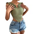 thumbnail image 4 of xiaxaixu Women’s Open Back Tank Tops Summer Sleeveless V Neck Metal Ring Front Solid Color Crop Tops, 4 of 9
