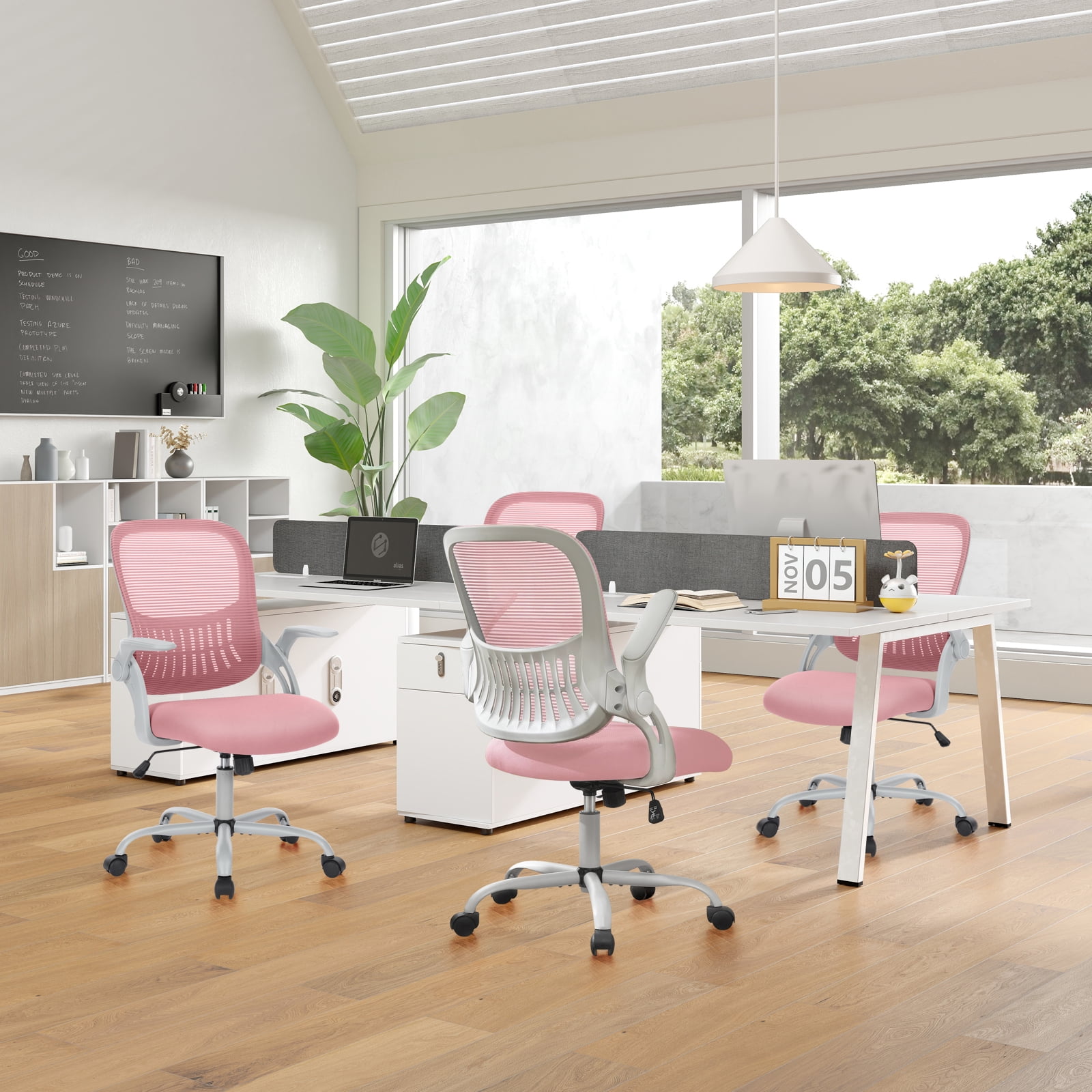 Casabay Office Chair, Ergonomic Mesh Desk Rolling Work Swivel Task Chairs with Flip-up Armrests, Comfortable Lumbar Support, for Home, Bedroom, Study