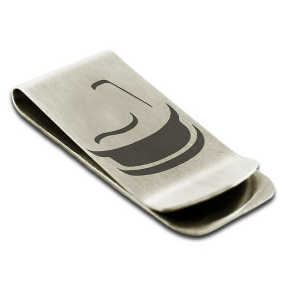 Tioneer Stainless Steel Letter J Initial 3D Monogram Engraved Engraved Money Clip Credit Card Holder