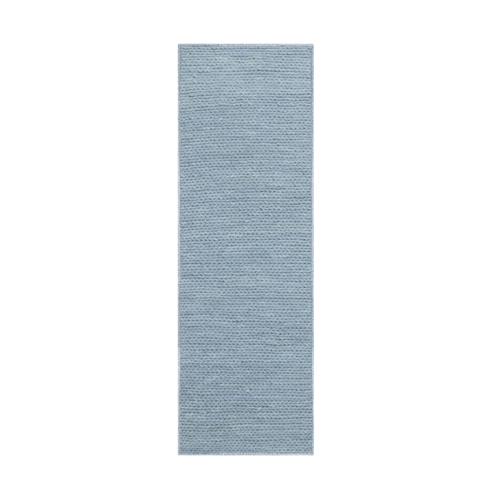 Superior Aero HandBraided Wool Runner, 2’ 6" x 8', Light Blue