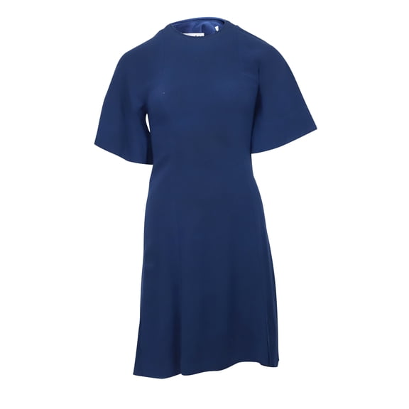 Pre-Owned Sandro Yoko Fluted Crepe Dress in Blue Acetate