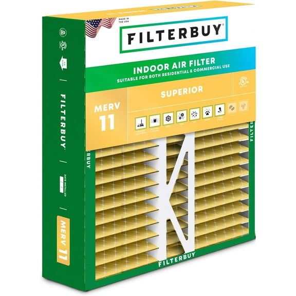 Filterbuy 20x20x5 MERV 11 Allergen Defense, Pleated HVAC AC Furnace Air Filters for Honeywell FC100A1011, Lennox X0585 & More (1-Pack)