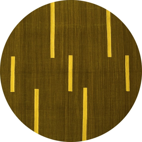 Ahgly Company Indoor Round Abstract Yellow Contemporary Area Rugs, 3' Round