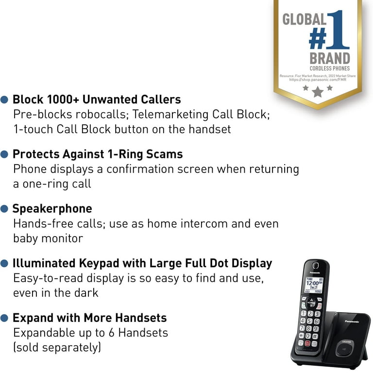 Panasonic Cordless Phone with Advanced Call Block, Bilingual Panasonic Cordless Phone with Advanced Call Block, Bilingual