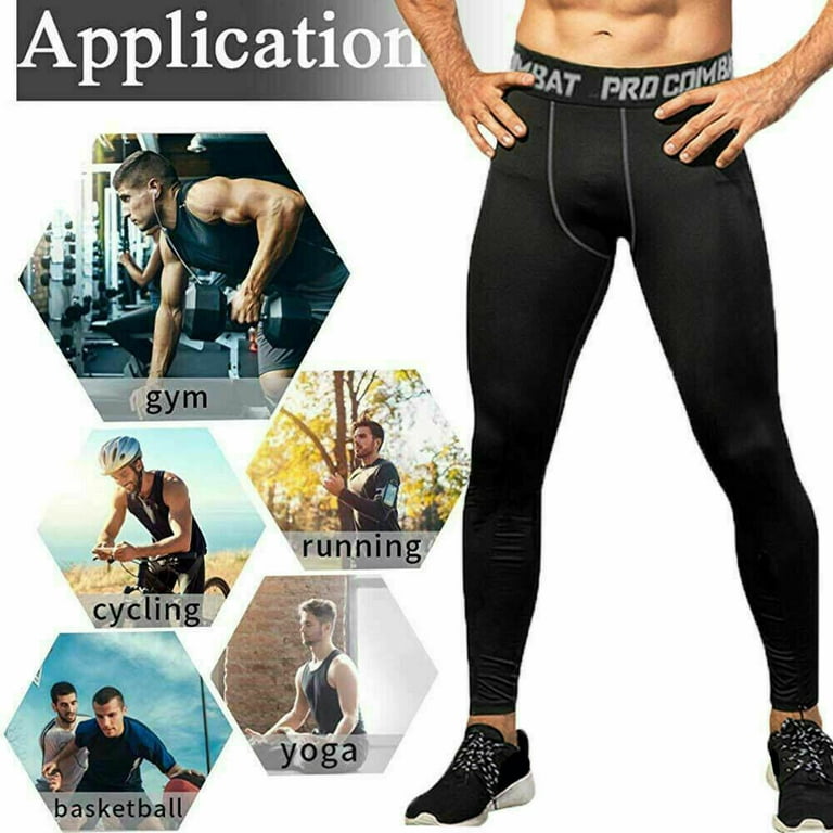 Ilfioreemio Men's Compression Pants Running Tights Workout Leggings  Athletic Cool Dry Yoga Gym Clothes 