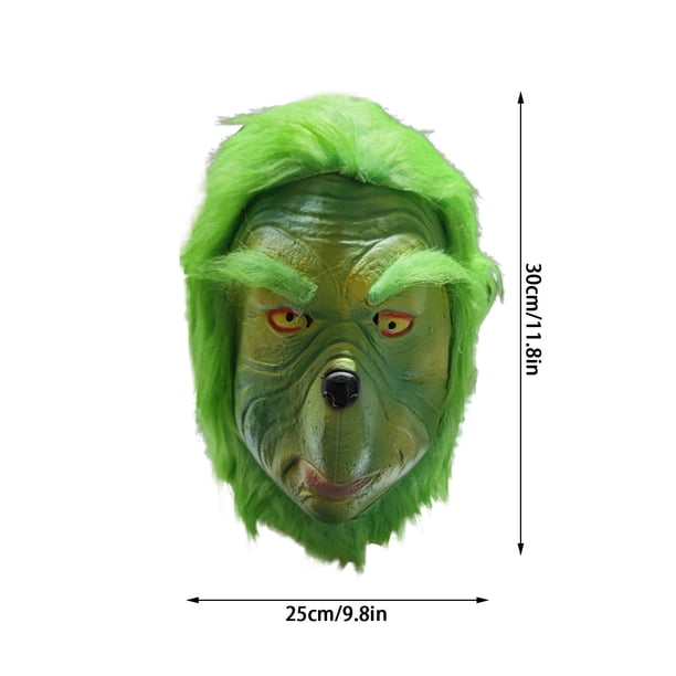 Grinch Costume Adult Thief Green Furry Latex Mask Funny Props