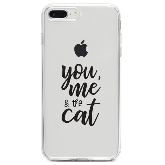 DistinctInk Clear Shockproof Hybrid Case for iPhone 7 PLUS / 8 PLUS (5.5" Screen) TPU Bumper Acrylic Back Tempered Glass Screen Protector - You, Me & the Cat