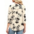 thumbnail image 6 of VDJ Womens Tops 3/4 Length Sleeve Button V Neck Casual Shirts Floral Loose Fit Work Blouses for Ladies Summer Fall Clothes Size S, 6 of 7